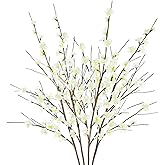 Krissing 4 Pcs Cherry Blossom Branches 39” Tall Artificial Cherry Blossom Stems White Faux Cherry Blossom Flowers Arrangements for Vase Home Wedding Table Spring Decor