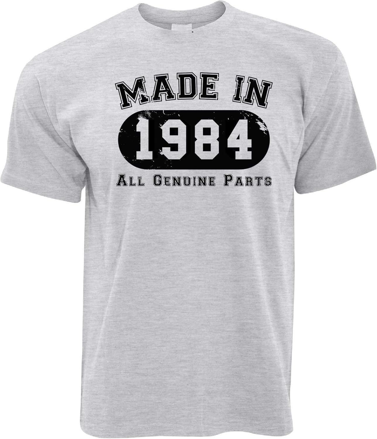 Mens Birthday T Shirt Made in 1984 All Genuine Parts Tee Amazon.co.uk