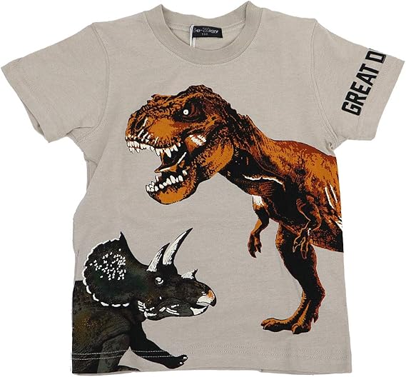 Amazon 恐竜tシャツ ディノ ダイナソーtシャツ ベージュ 100cm Tシャツ カットソー 通販