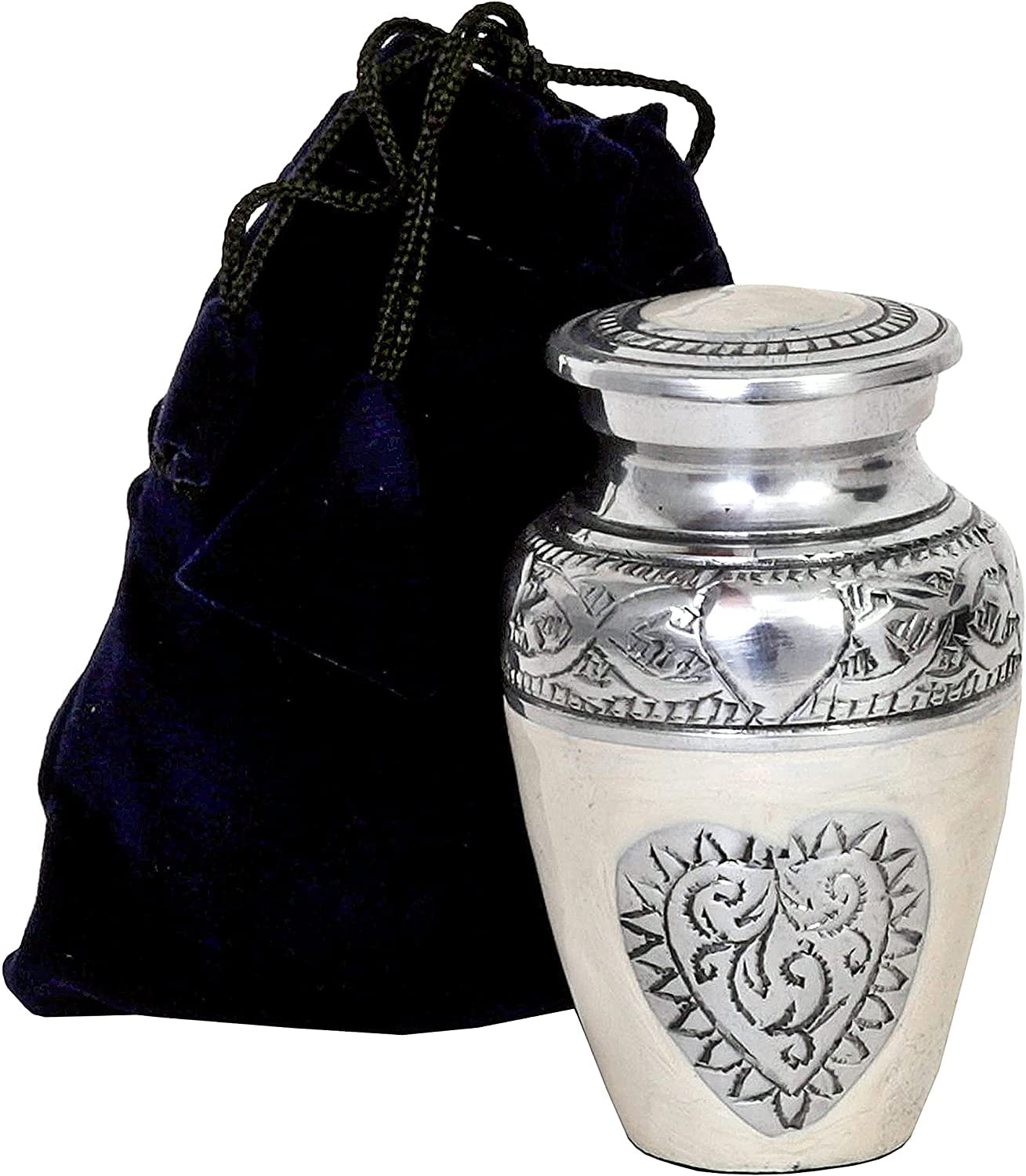 HLC Silver Heart Small Keepsake Urn - Aluminium, Silver, 3 cu.in