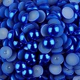 1500PCS Flat Back Half Pearls, 6mm Darkblue Half Round Flatback Pearls Gems Beads for Crafts Jewlery, Loose Pearl Beads Gem for Shoes, Cup, Wedding, Decor Hair, Nail Art Decoration