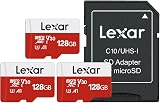 Lexar 128GB Micro SD Card 3 Pack UHS-I A1 V30 Class10 Adapter Included