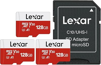Lexar 128GB Micro SD Card 3 Pack UHS-I A1 V30 Class10 Adapter Included