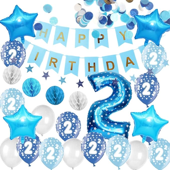 Happyhours 2 Jahre Geburtstagsdeko Jungen Blau