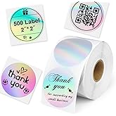 AirSun 2inch Thermal Labels, 500 Pcs Round Self-Adhesive Direct Thermal Printer Label for Color Coding Label Printer, Logo, Name Price Tag, Shipping Address, Thank You Small Business QR Code