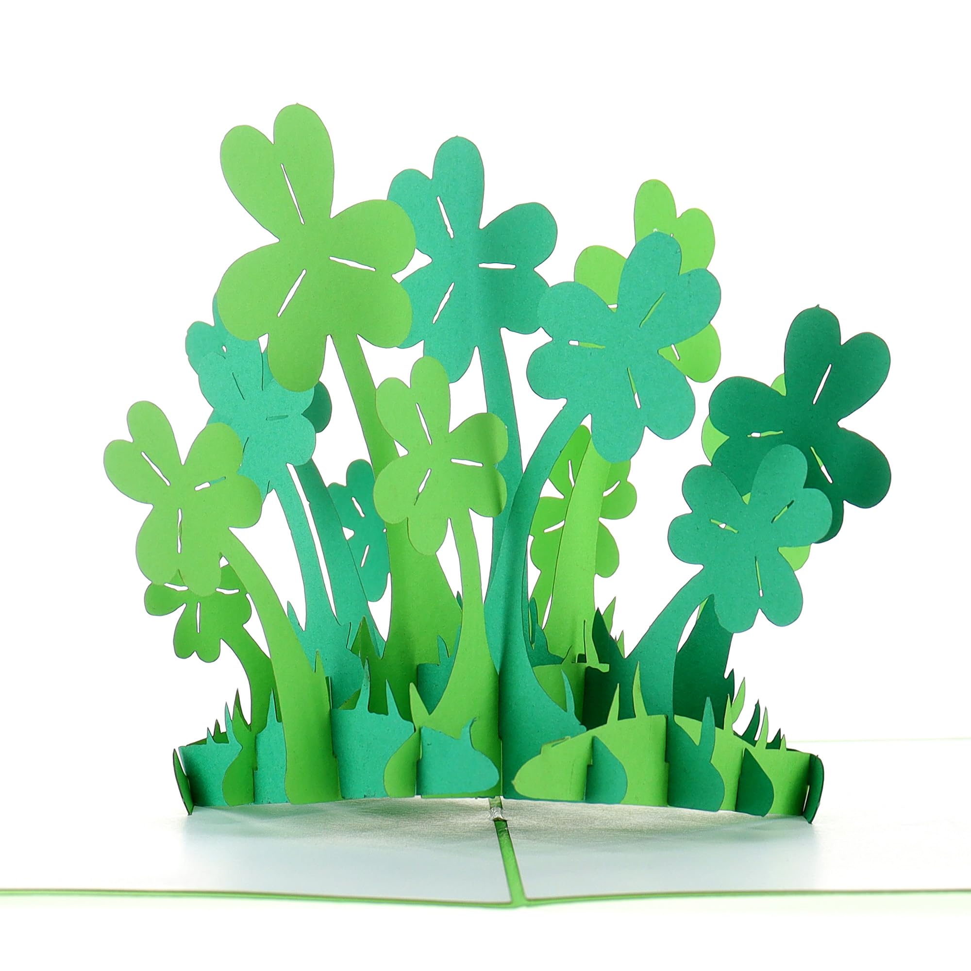 iGifts And Cards Happy St. Patrick's Day Clover 3D pop up card - Awesome, Cute, Fun, Cool, Luck, Unique, Irish, Green, Four-Leaf, Half-Fold, Special Occasion, St. Paddy's, Celebration, Shamrock, Best