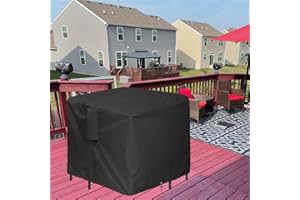 Izzybang 5 Piece Bar Height Patio Furniture Dining Set Covers Waterproof Outdoor 60 Inch Square High Top Patio Bar Height Bistro Table & Chair Sets Winter Cover, Black