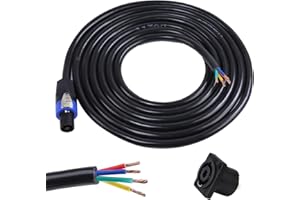 SUNNAREPOON 10 Feet Speakon Cable to Bare Wire, 12 Gauge 4 Wires SpeakON Twist Lock Plug to Open End Cables with NL4MP Socket, for Chuchero, Home Audio, PA, DJ, Stage - 1 Pack 4 Conductors