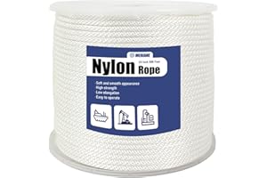 MERIANE Nylon Rope 500 Ft 1/4 Inch – Multipurpose Tightly Braided Rope – Abrasion & UV Resistant – Ideal Use for Camping, Clothesline, Marine, Flag Line - Solid Utility Rope for Indoor Outdoor