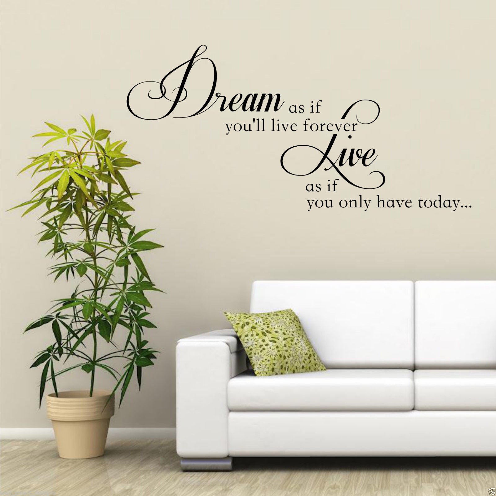 DREAM LIVE FOREVER Wall Art Sticker Lounge Quote Decal Mural Stencil Transfer WSD469