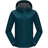 33,000ft Women's Waterproof Softshell Jacket with Removable Hood Lightweight Fleece Lined Warm Insulated Rain Windbreaker