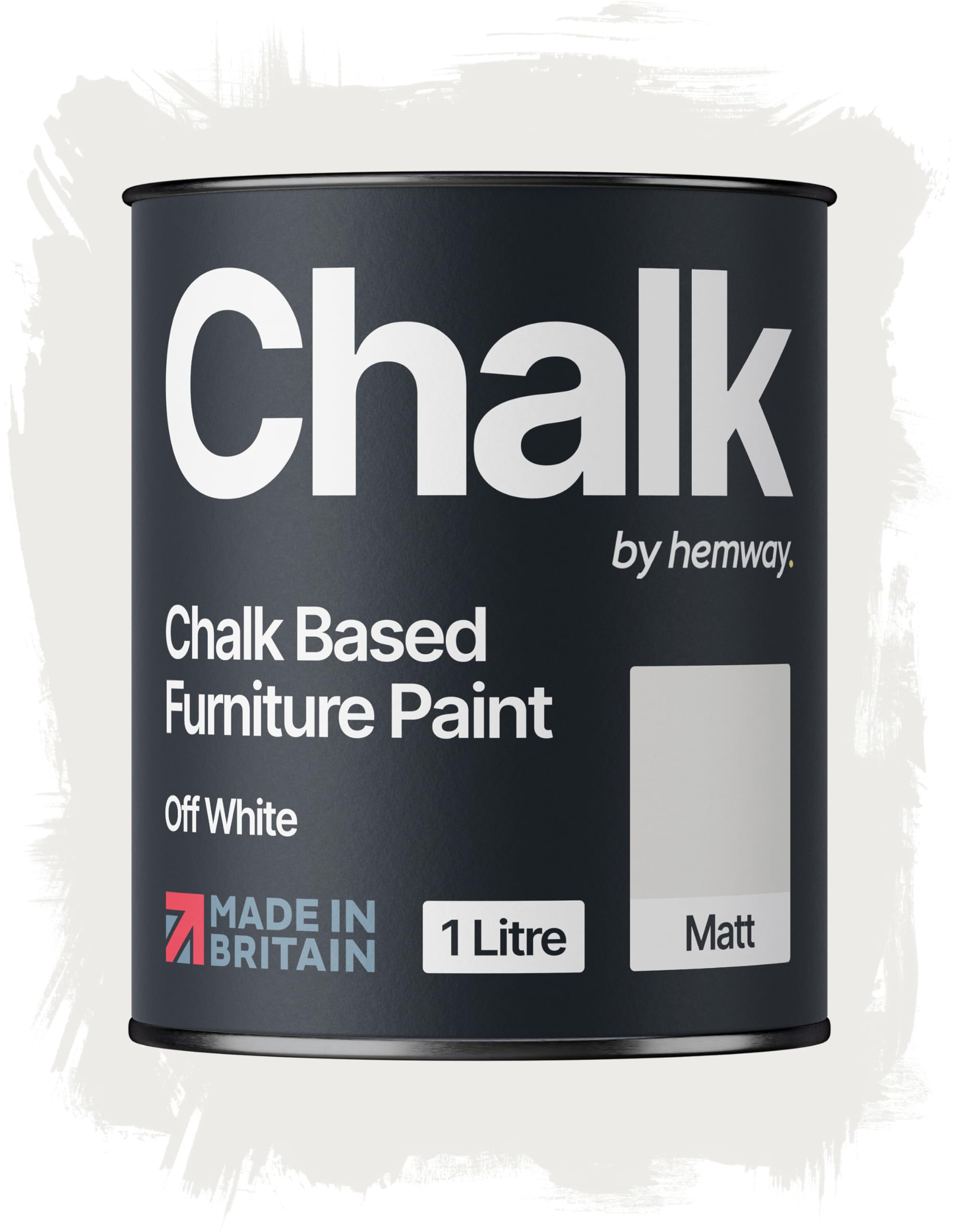 Hemway Chalk Based Furniture Paint, Off White 1L, Matt Finish Shabby Chic, Chalk Paint Furniture & Walls, Quick Dry & 1 Coat