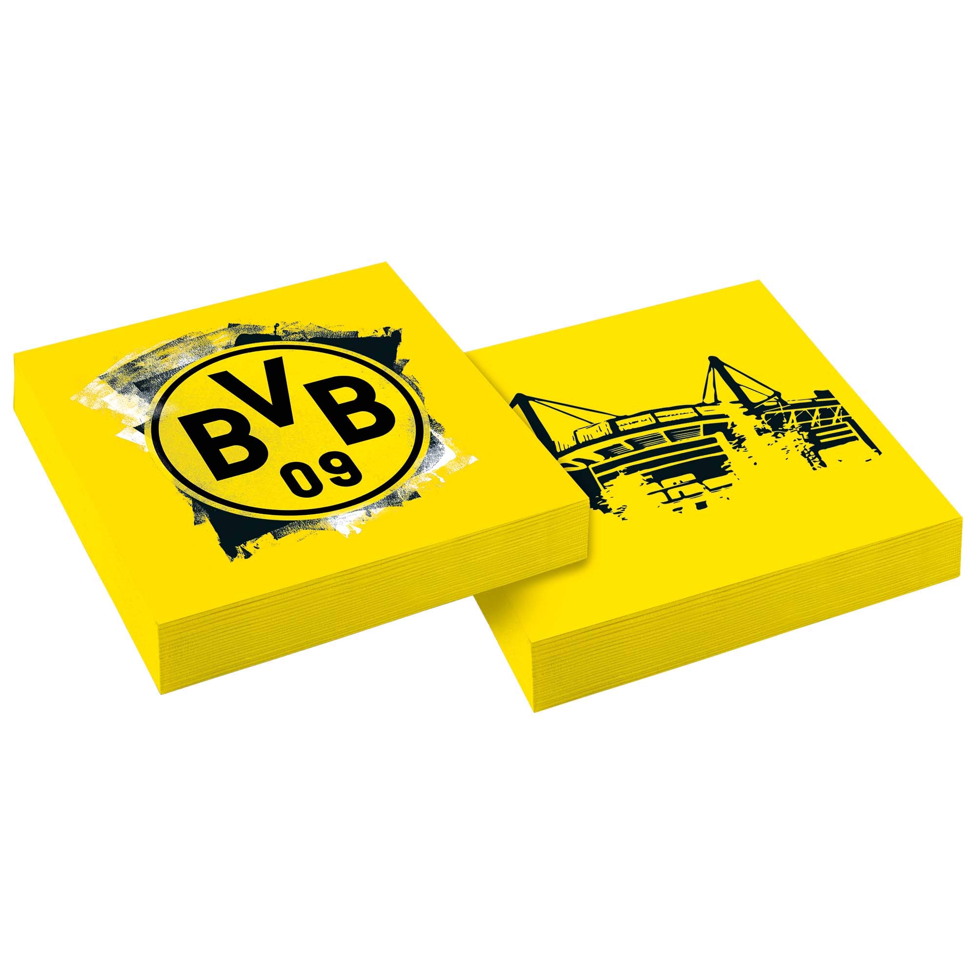 amscan 9908528 Napkins BVB, Pack of 20, Size 33 x 33 cm, Borussia Dortmund, Mouth Cloth, Disposable Tableware, Football, Party, Fan, Birthday