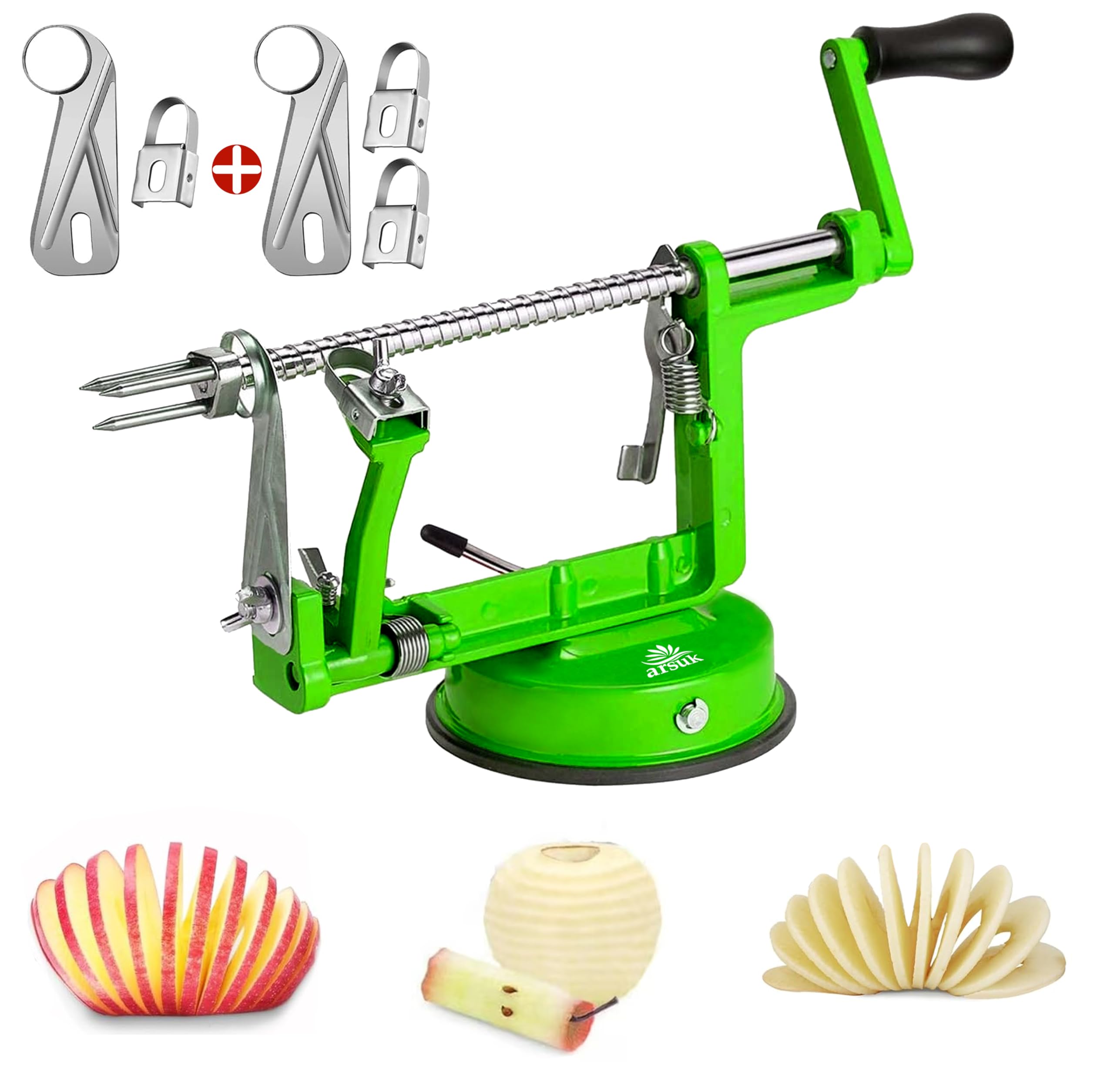 Apple Peeler - 3 in 1 Fruit Corer Cutter and Peeling Machine for Kitchen - Stainless Steel Apples Peelers & Cutters Tool - Easy to Peel and Spiralizer