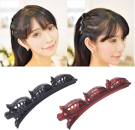 2 Pcs Women Girls Double Layer Band Twist Plait Plate Hair Clip