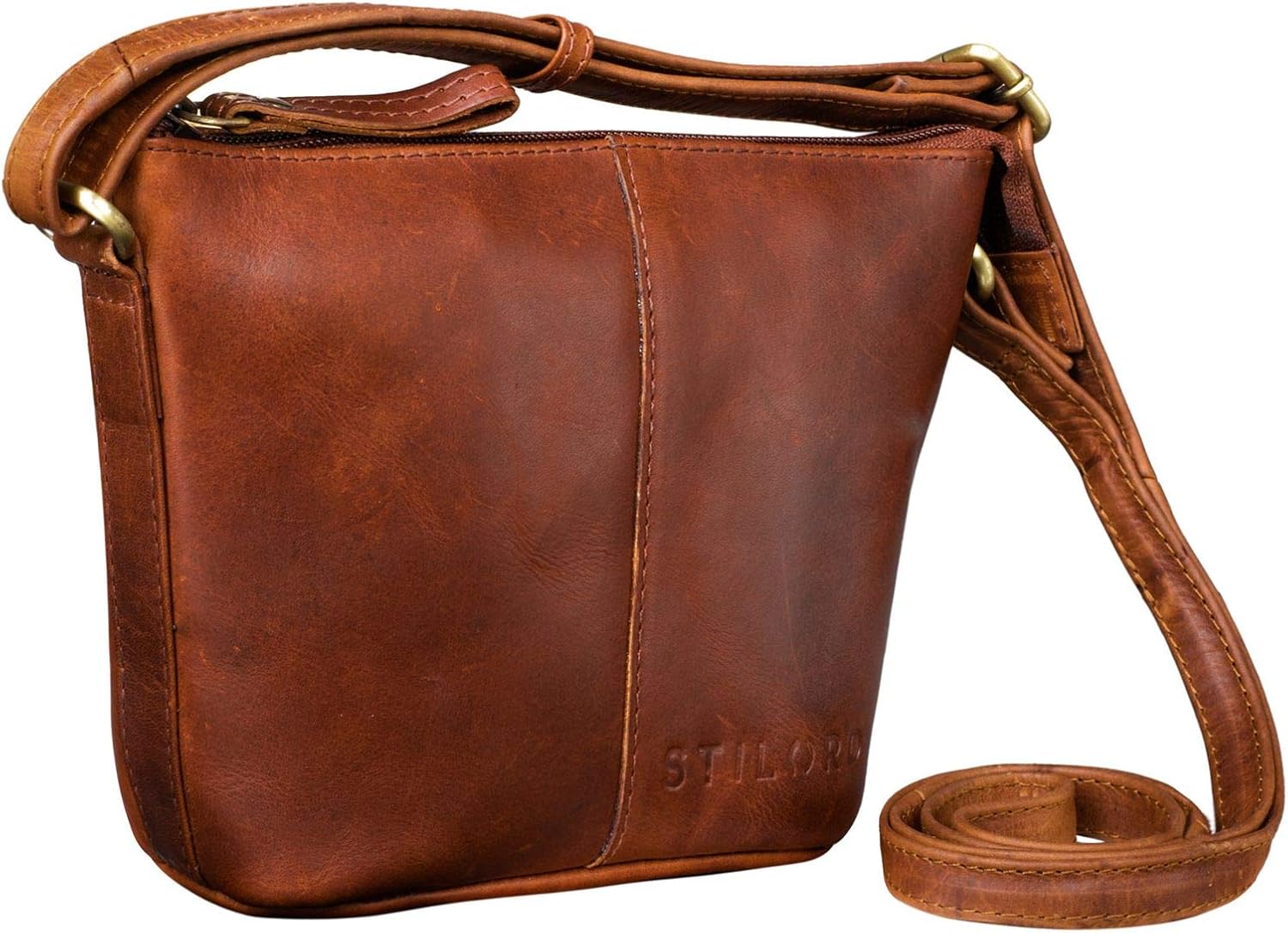 STILORD "Leila" Mini Leather Handbags for Ladies Vintage Shoulder Bag Small for Festival Disco Party XS Modern Crossbody Bag Women Genuine Leather Colour:Porto - Image 4