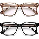 AMOMOMA Retro Square Reading Glasses for Women,Men,Men Blue Light Blocking Computer Readers Spring hinge AM6196