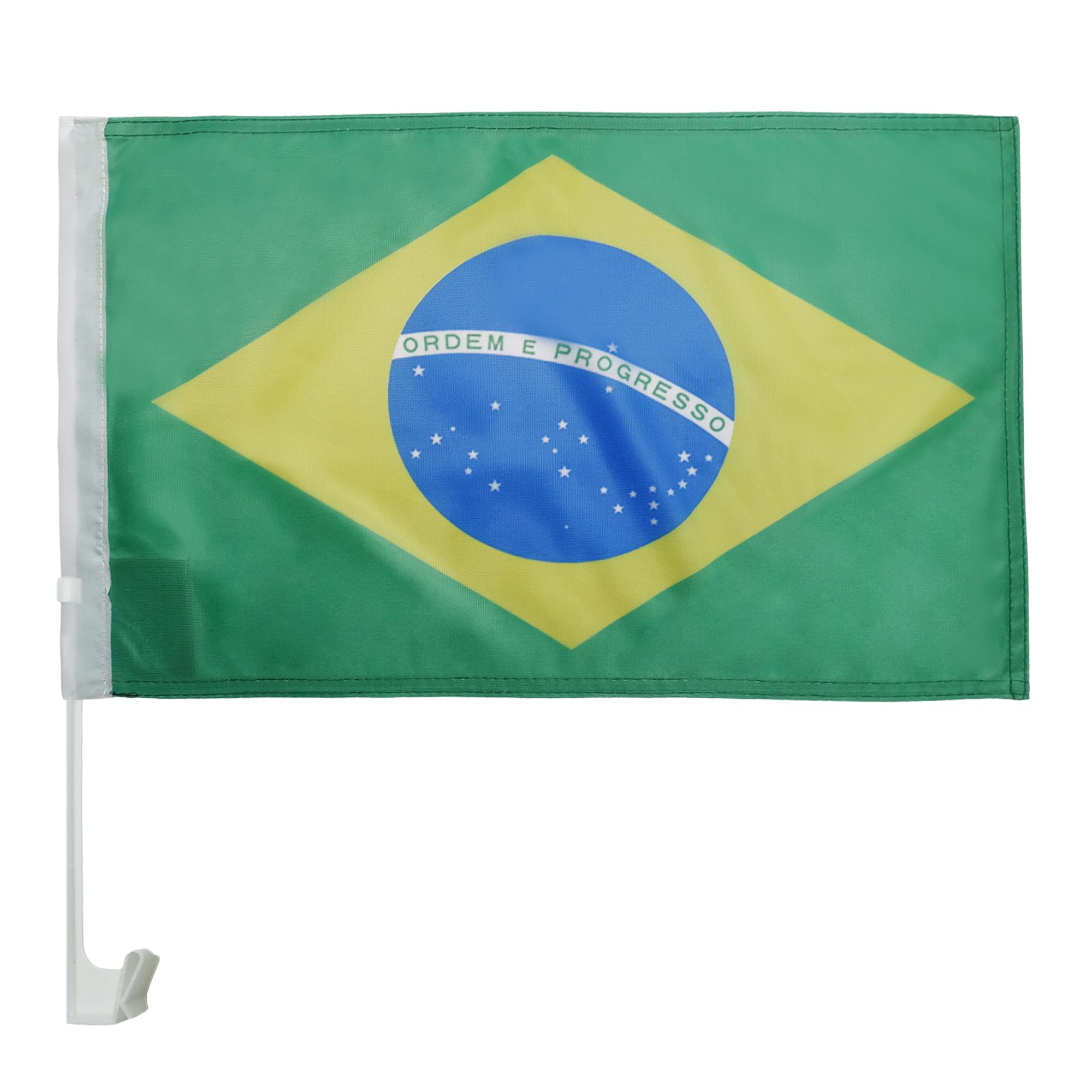 AZ FLAG Brazil Car Flag 18'' x 12'' - Brazilian Car flags 30 x 45cm - Banner 18x12 INCHES PLASTIC STICK — image 1