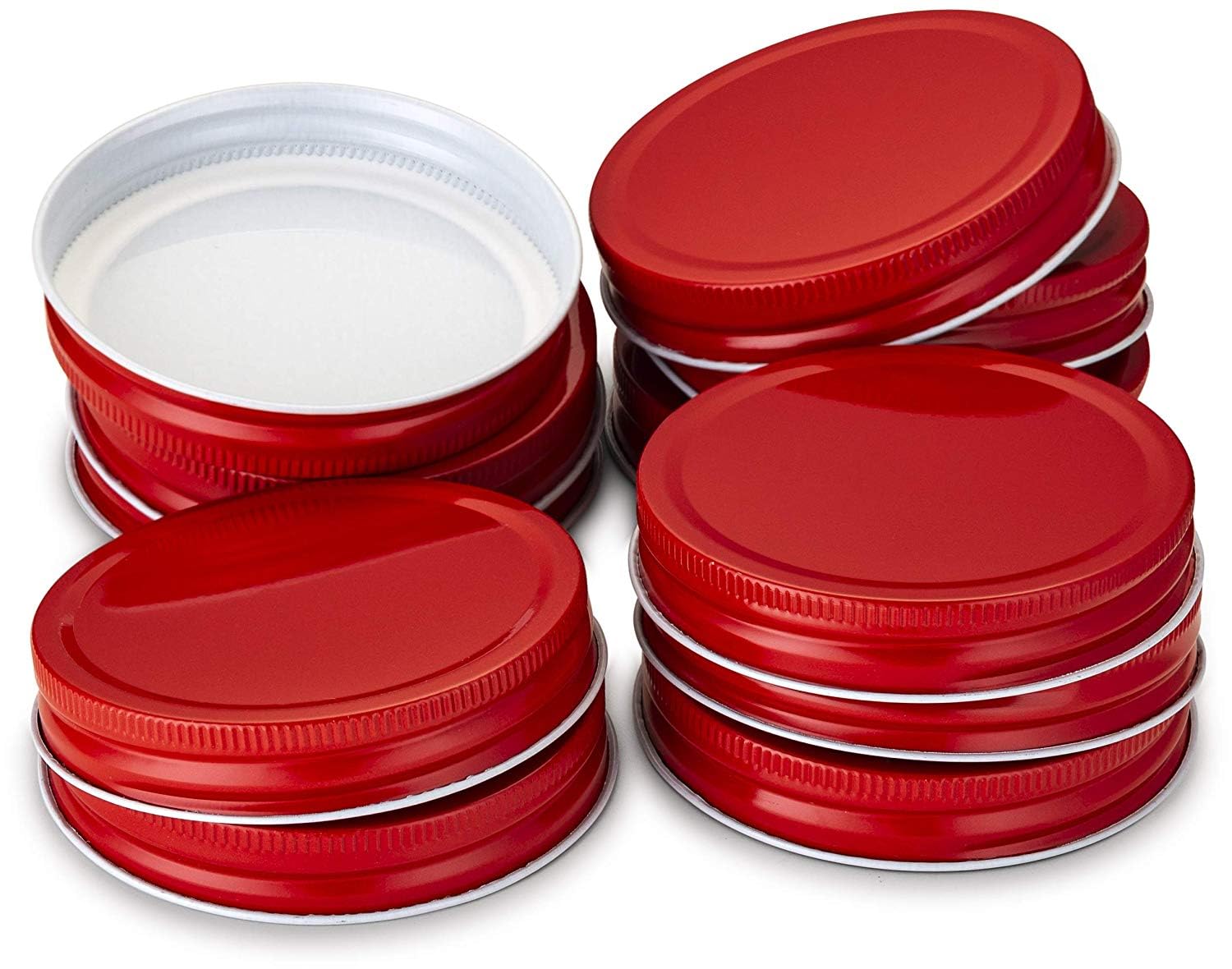 Kook Mason Jar Lids, by , Wide Mouth, Continuous Thread, Pack of 12, Red