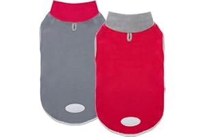 cyeollo 2 Pack Dog Sweater Sweatshirt Stretchy Lightweight Fleece Vest with Leash Hole Winter Reflective Dog Jacket Dog Clothes Sweaters for Medium Dogs XXL