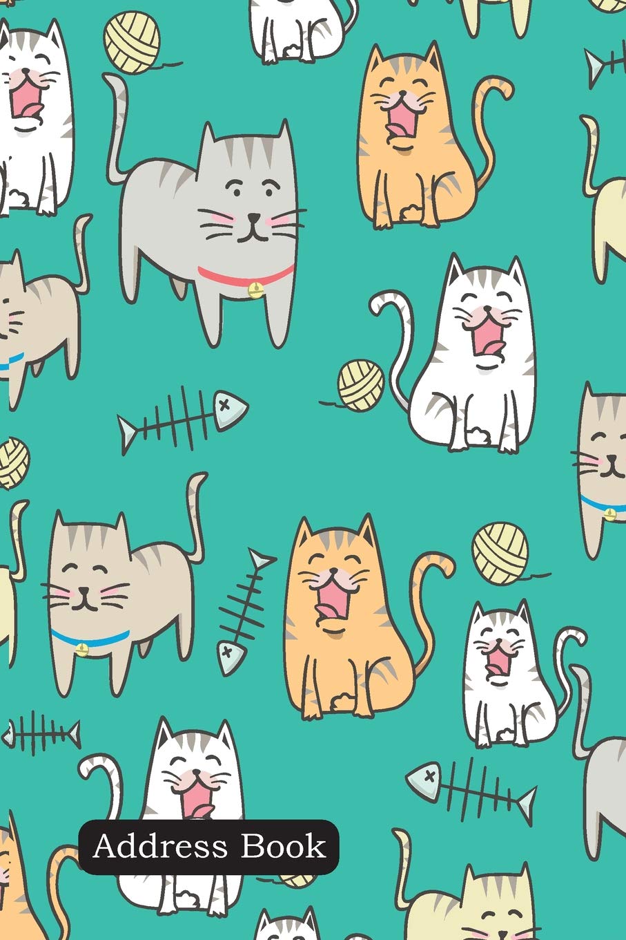 Address Book: Include Alphabetical Index With Seamless pattern Cute cat cartoon with hand drawn style cover