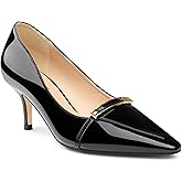 COLETER Women's Kitten Heels Pointed Toe Low Heel Pumps Comfortable Office Wedding Dress Shoes