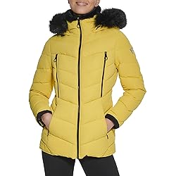 GUESS Women's Midweight Puffer Jacket, Hooded