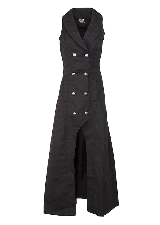 Steampunk Costumes, Outfits for Women Womens Black Victorian Steampunk Gothic Sleeveless Coat Jacket $59.90 AT vintagedancer.com