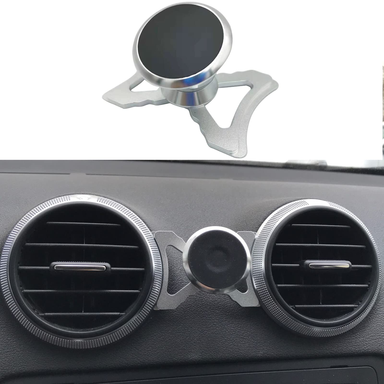 Cookiss magnetic phone car mount Compatible with Audi A3 8P and Audi S3 8P Suitable for Smartphone and GPS with car phone holder 360 Degree Adjustable View (Silver)