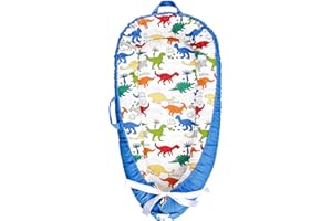 WINGHENLEE Baby Lounger Cover, Cotton Newborn Nest Cover, Infant Lounger Replacement Cover Boys Girls, Soft & Breathable, Reversible & Adjustable, Dinosaur (Cover Only)
