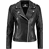 Jild Biker Style Vintage Leather Jacket Women - Casual Fashion Motorcycle Zip-Up Lightweight Coat Collar Women Leather Jacket
