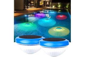 SUNY SMILING Floating Pool Lights, Solar Pool Lights with RGB Color Changing Waterproof Pool Lights That Float for Swimming Pool at Night LED Pool Lights for Outdoor Pool Pond Hot tub Fountain Garden (2 Pcs)