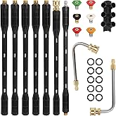 Hoqqf Upgraded Pressure Washer Extension Wand,Up to 115in,4000 PSI Gutter Cleaner Attachment with 6 Tips,1/4"Quick Connect, Leak-Resistant Ring