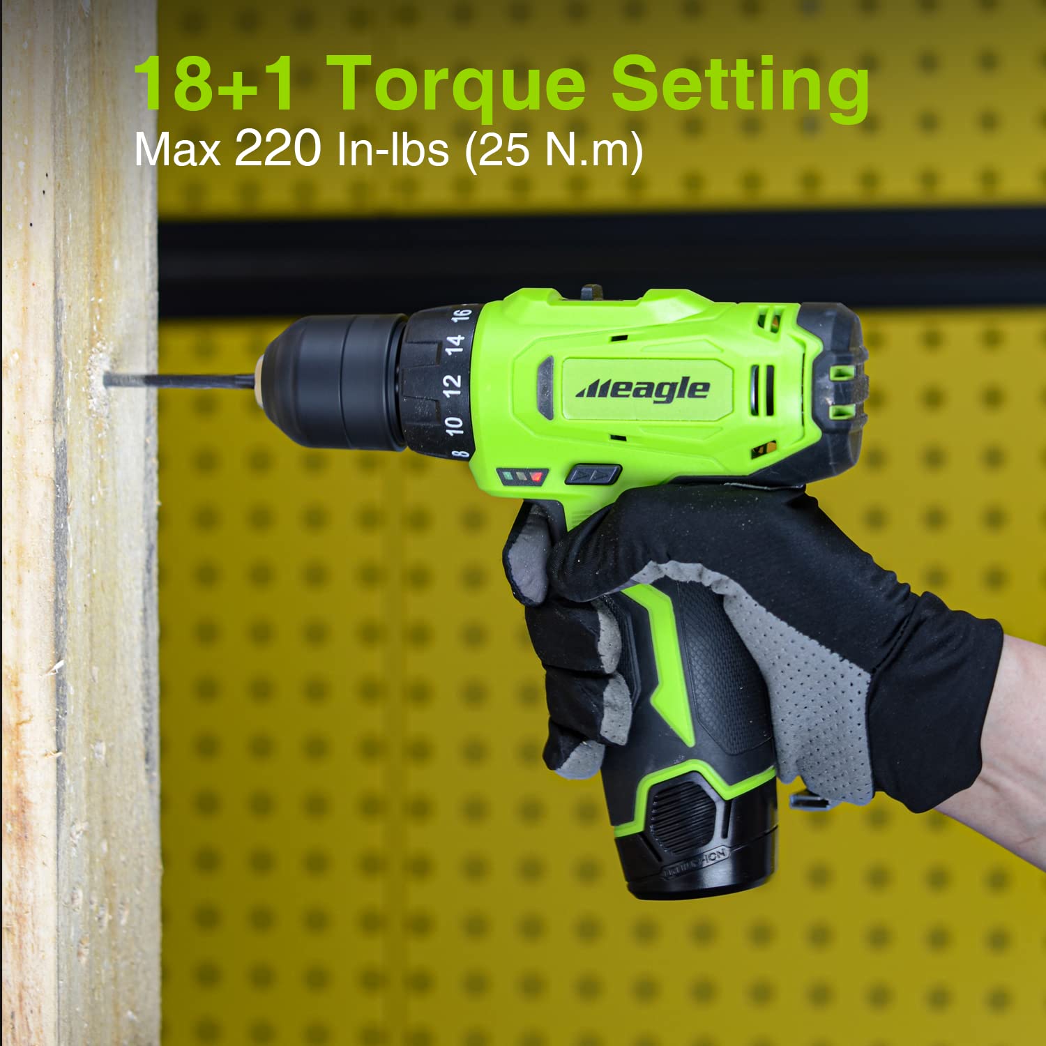 Meagle Cordless Drill, 12V Power Drill set with Battery & charger, 2 Variable Speed Electric Drill 18+1 Torque Setting, 3/8” Chuck with Drill Bits