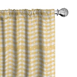 Ambesonne Vintage Window Curtains, Gingham Pattern