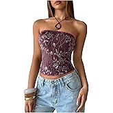 Floerns Women's Y2K Sequin Strapless Tube Top Backless Crop Bandeau Tops Going Out Outfit