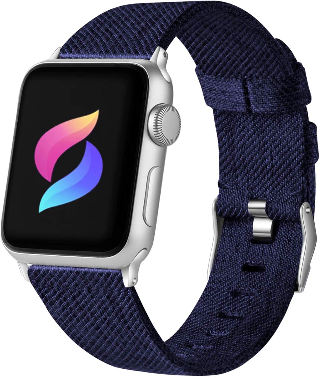 Haveda Fabric Compatible for Apple Watch series 6 40mm 44mm Series 5 4 band, Soft Woven Canvas Nylon Wristband for Apple Watch SE, Apple Watch 38mm 42mm iwatch Series 3 2/1 Men Kids Small Large