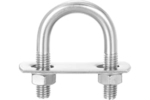 uxcell Round U-Bolts, 4 Sets 35mm(1.38") Inner Width 60mm Length M8 304 Stainless Steel U Clamp Bolt with Nuts and Plates, fo