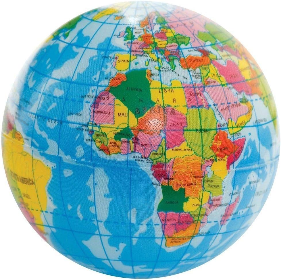SHATCHI 1pc-24pcs 7cm World Map Earth Globe Stress Relief Ball Ideal for ADHD & Autism Foam Squeeze Squishy Bag Fillers Education Toys, Blue, 24pcs