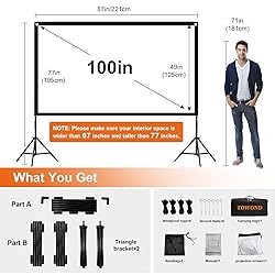 Projector Screen and Stand, Towond 100 inch