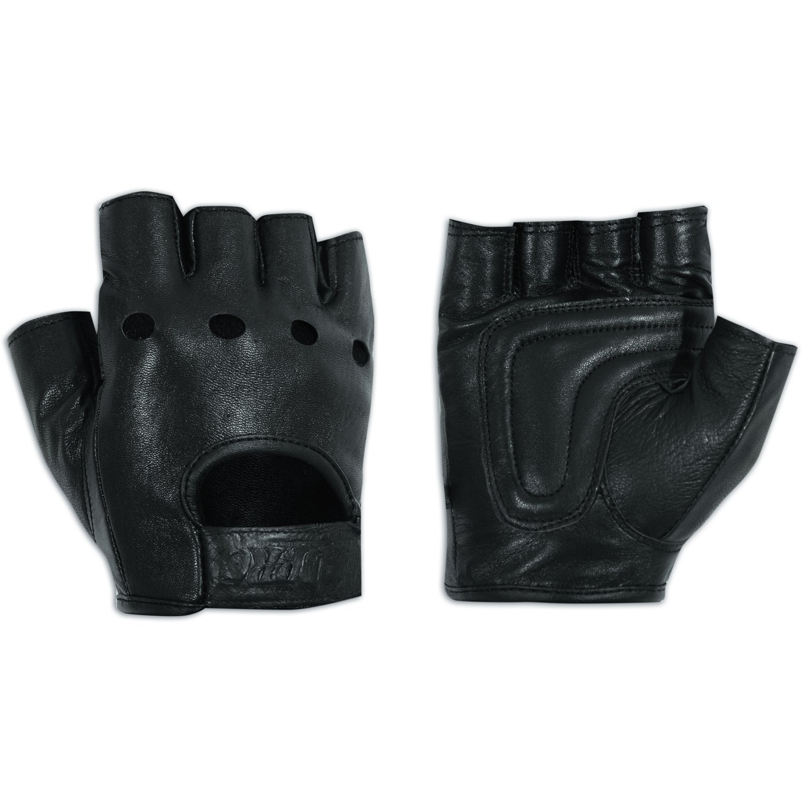 A-Pro fingerless gloves, soft leather cowhide, motorbike, punk black, 3XL
