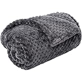 Warm Soft Fuzzy Dog or Cat Blanket, Plush Fleece Throws for Bed, Couch, Sofa, Travel (M/32" x 40", Grey Black)