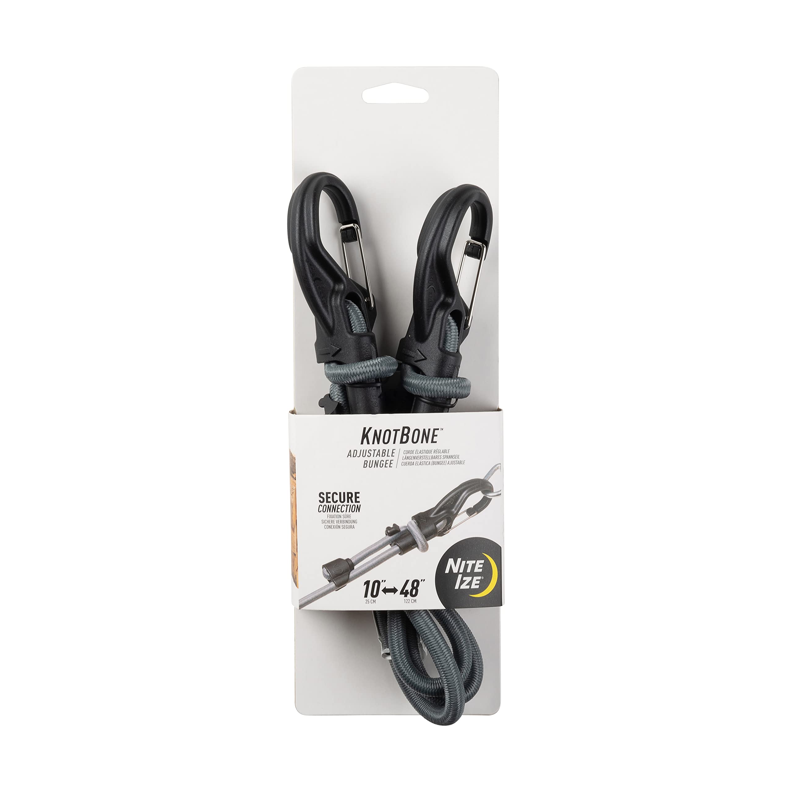 Nite Ize, Inc. KBB9-01-R3 Nite IZE Large KnotBone Cord with Carabiner Clip Ends + Adjustable Length 10"-48", Size #9 Bungee
