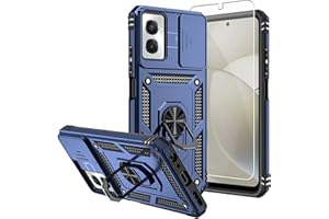 SKMY for Moto G Power 5G 2024 Case,with Screen Protectors and Camera Cover,[Military Grade] 16ft.Drop Tested Cover with Magnetic Kickstand Protective Case for Motorola G Power 5G 2024, Blue