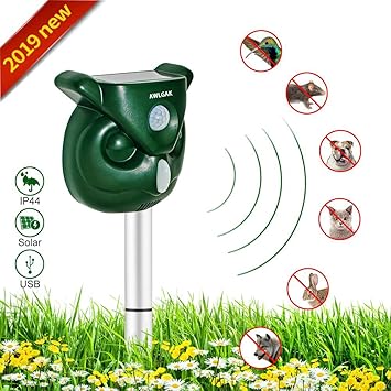 Repelente para gatos,Repelente Ultrasónico para Animales,con LED,Carga solar,ristente