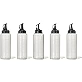 OXO Good Grips Chef's Squeeze Bottle, Medium, 5-Pack | 12 oz, Thin &amp; Thick Tips, Oil, Vinegar, Sauces, Condiments, Icing Decorating, Baking, Cooking, Professional, Dishwasher Safe