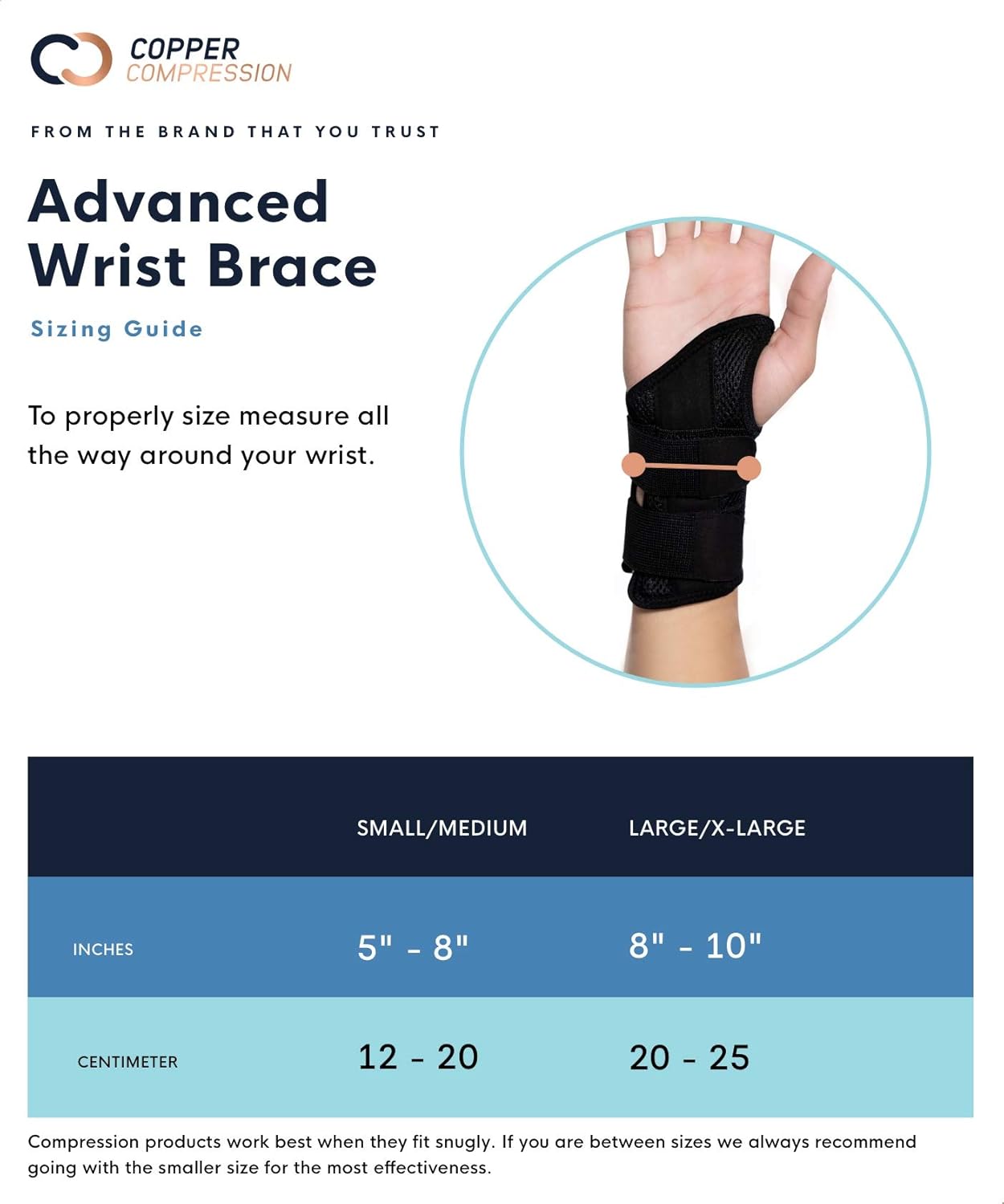 Copper Compression Wrist Brace - Guaranteed Highest Copper Content Support for Wrists, Carpal Tunnel, Arthritis, Tendonitis. Night Day Wrist Splint for Men Women Fit Right Left Hand (Left Hand L-XL): Health & Personal Care