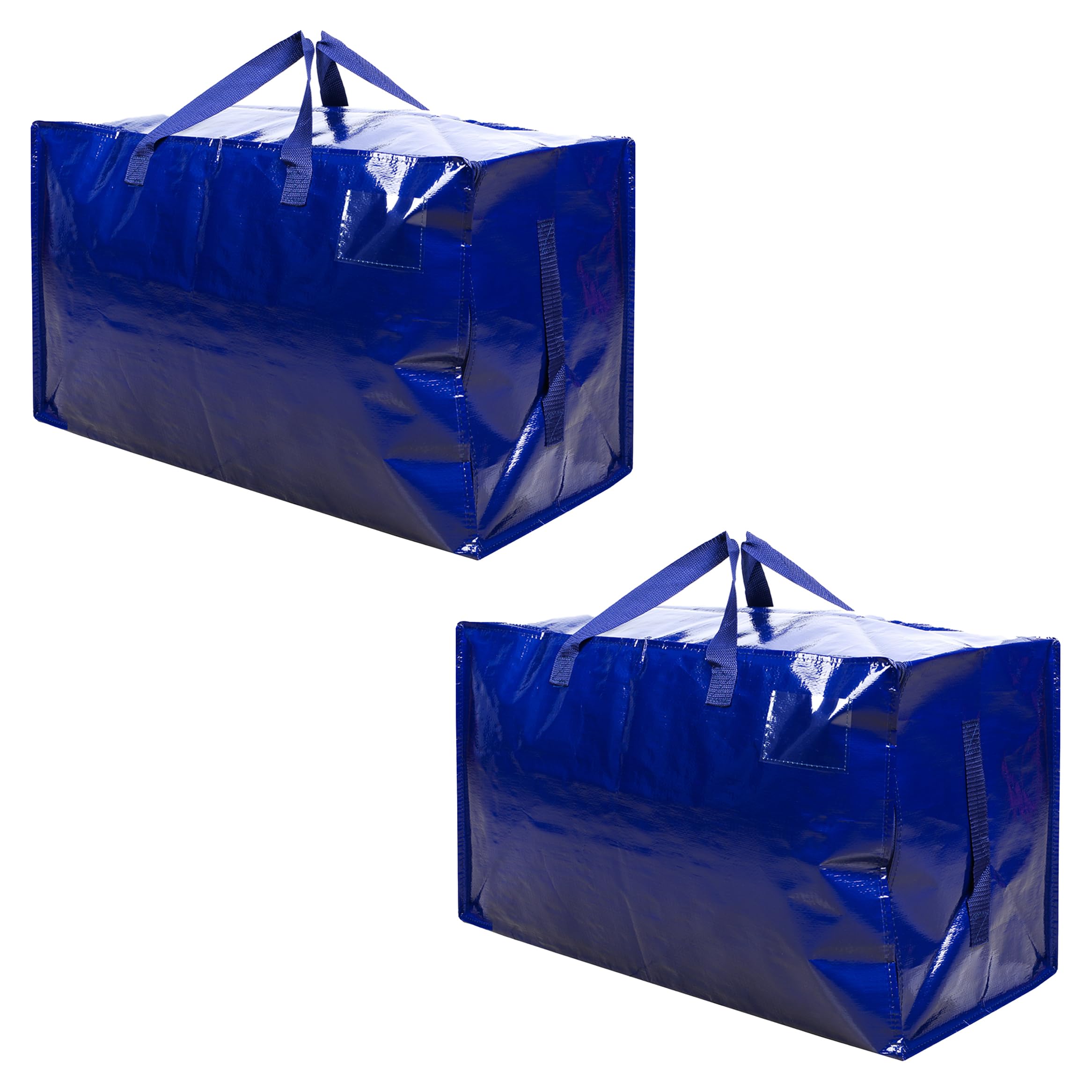 VENO 2 Pack Heavy-Duty Oversize Large Storage Bag Organizer with Zips and Tag Pocket for Moving, Clothes Storage, Laundry Bag, Packing, House Essentials(Blue 2 Pack)