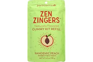 Zen Zingers Gummy Mix - Peach Flavor - Makes up to 84 Gummy Bear-Sized DIY Infused Gummies at Home - No Decarb Machine Needed - Works with Oil, Tincture, Nano Emulsion, Distillate - 178g