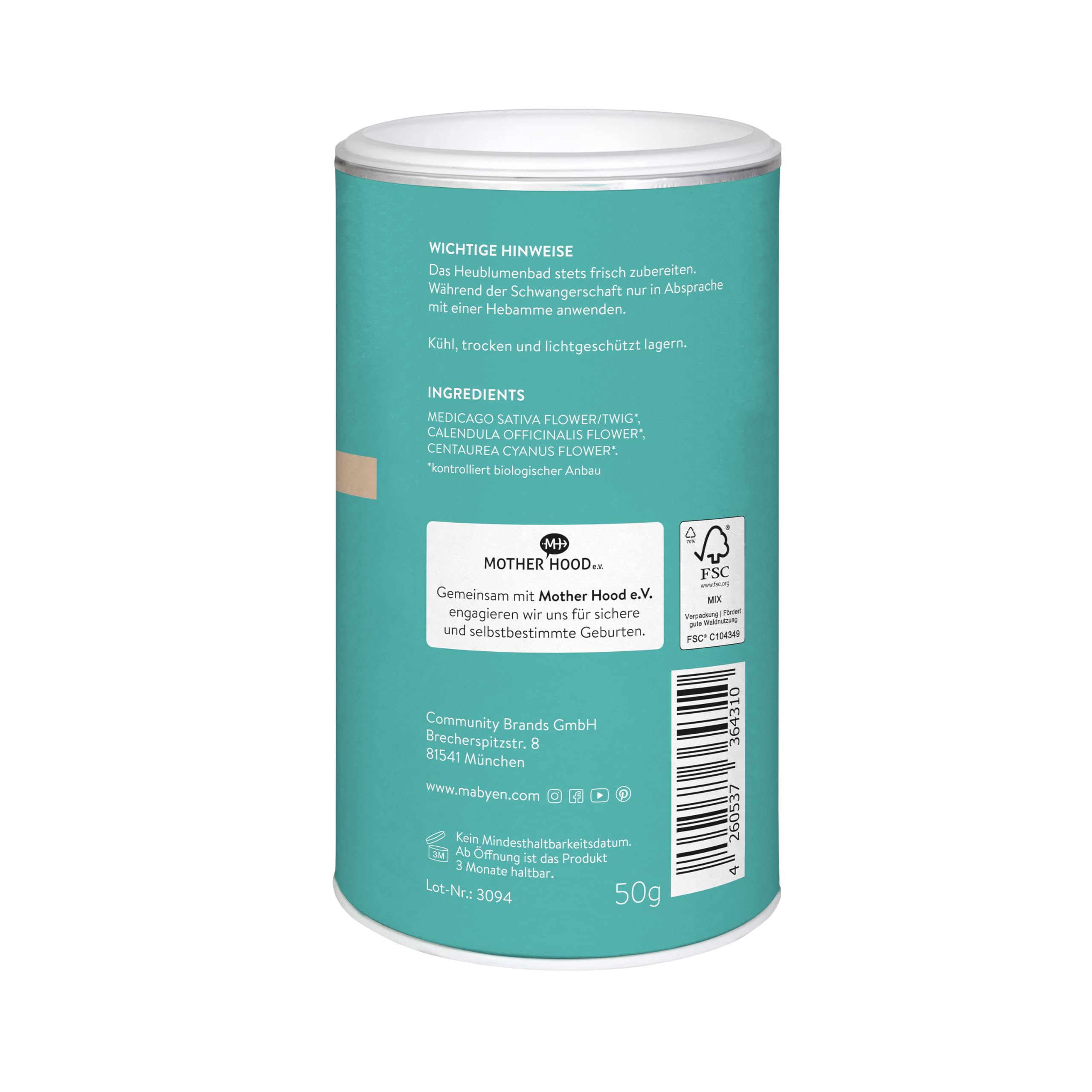 MABYEN Mama Bio Heublumenbad – Sitzbad für Schwangerschaft & Wochenbett, Bio-Heublumenmischung für entspannte Rituale, natürlich & ohne Zusätze, ab spätem Schwangerschaftsdrittel 8